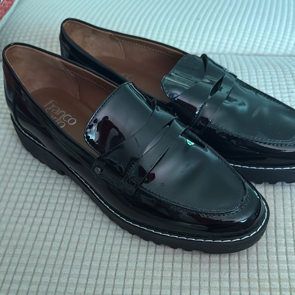 Franco Sarto Glossy Black Loafers